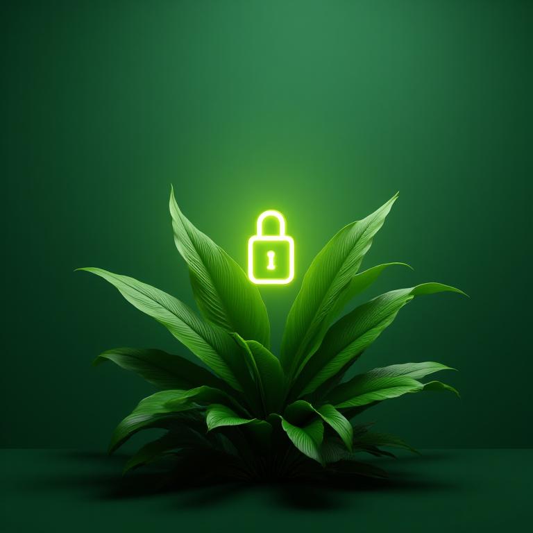 Secure data protection illustration with tropical leaves